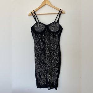 Black sheer dress with diamond studs